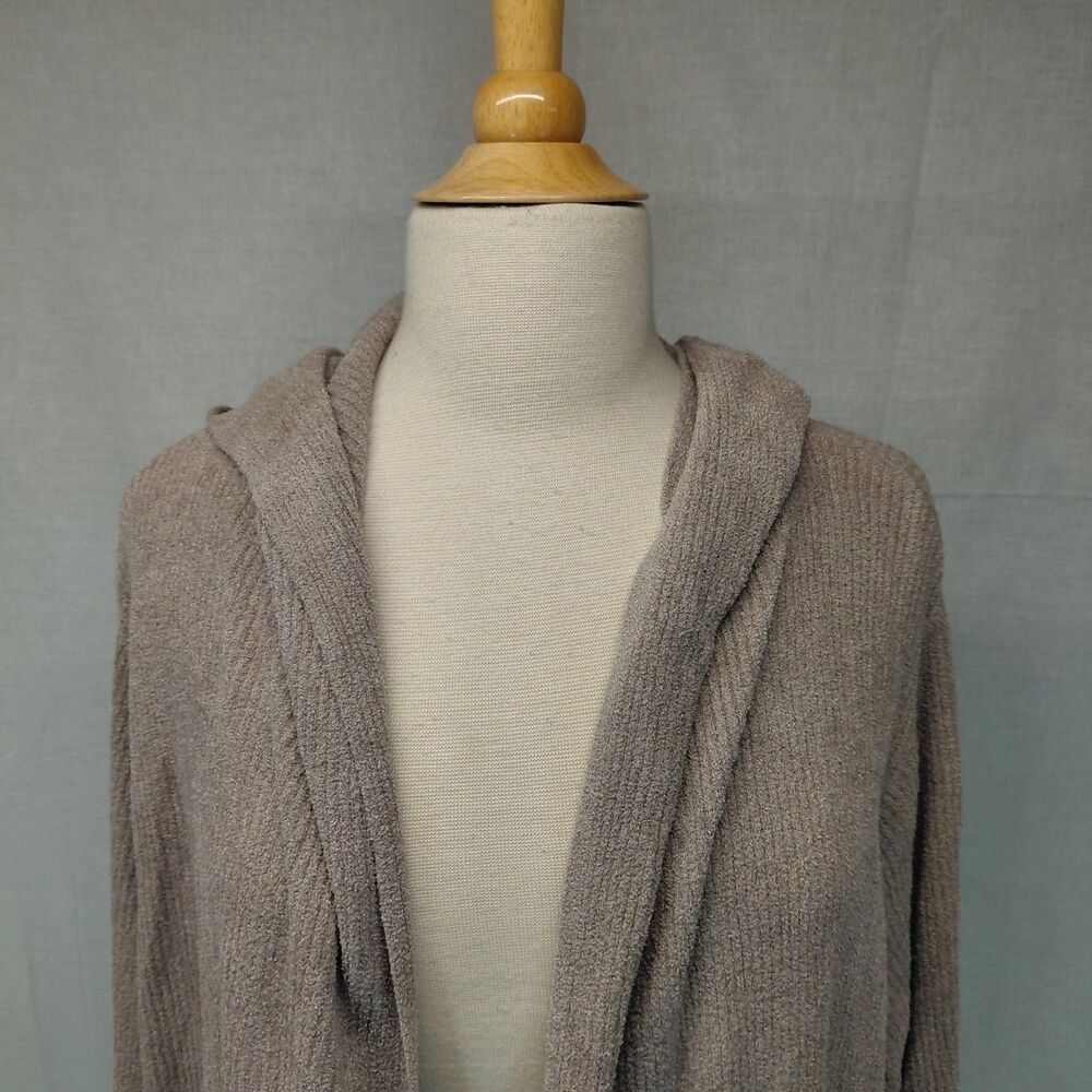 Barefoot Dreams CozyChic Ultra Lite taupe hooded open front cardigan SZ 3XL - Picture 5 of 11